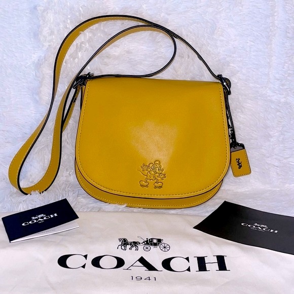 Coach Handbags - Disney x Coach Rare Limited Edition Mickey Mouse Saddle Crossbody Bag 23 Mustard
